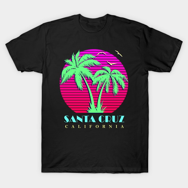 Santa Cruz California Palm Trees Sunset T-Shirt by Nerd_art